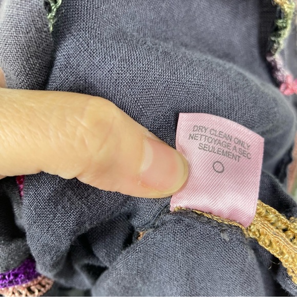 Calypso St. Barth Linen Mini Dress Medium Sleeves less Gray Rainbow Embroidered - Picture 16 of 16